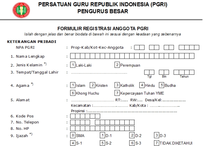 Pendaftaran PGRI Trenggalek - Persatuan Guru Republik Indonesia Cabang Kabupaten Trenggalek